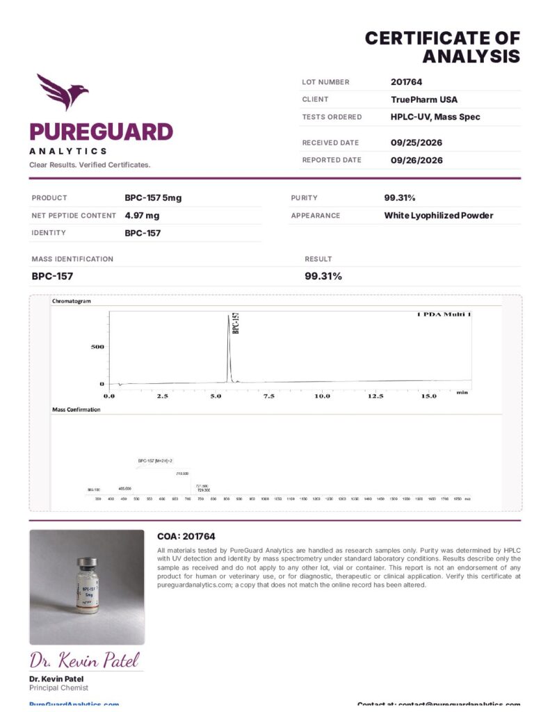 BPC-157 5mg certificate of analysis