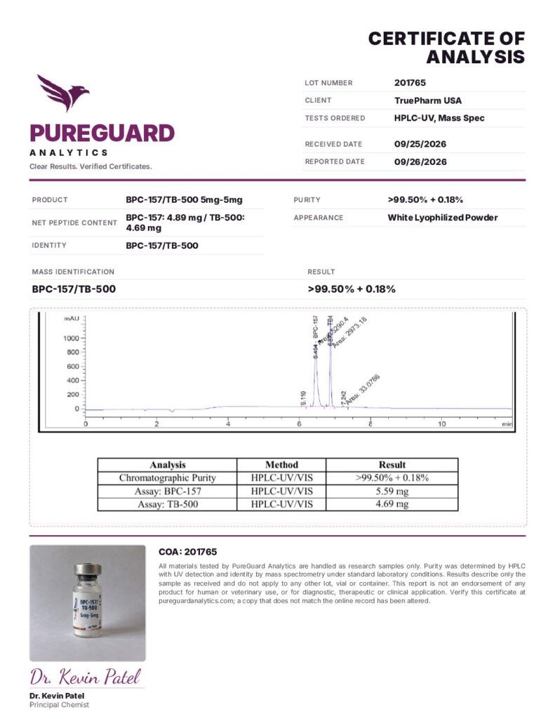 BPC-157/TB-500 5mg-5mg certificate of analysis