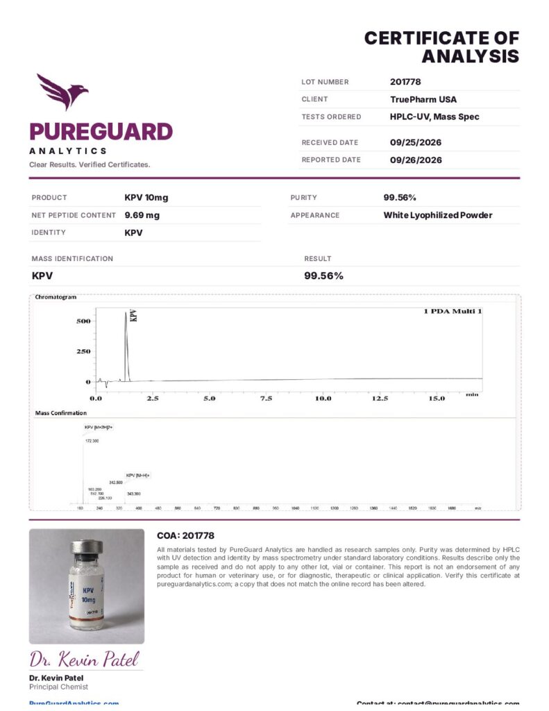 KPV 10mg certificate of analysis