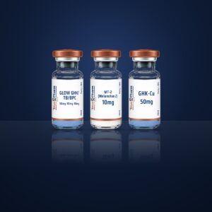 Dermal Research Protocol vials on a dark navy surface
