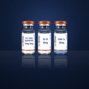 Elite Research Protocol vials on a dark navy surface