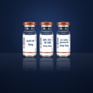 GH Axis Research Protocol vials on a dark navy surface
