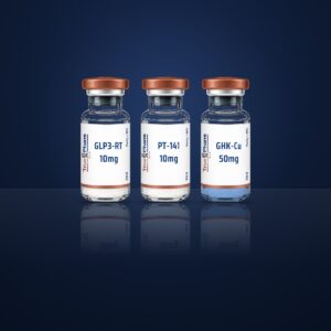 Signature Research Protocol vials on a dark navy surface